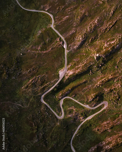 Scenic mountain road from above