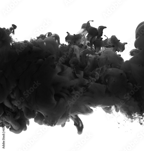 Black and white abstract smoke wave background. Ink colors blot in water.