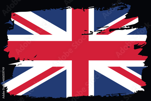 nited Kingdom UK Great Britain regular union jack flag grunge watercolor brush stroke line vector	