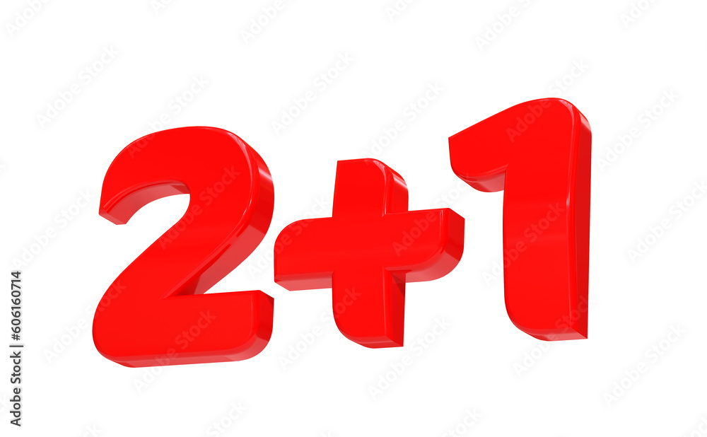 icône 2 + 1 gratuit - élément graphique - rendu 3D icône 2 + 1 gratuit - élément graphique - rendu 3D