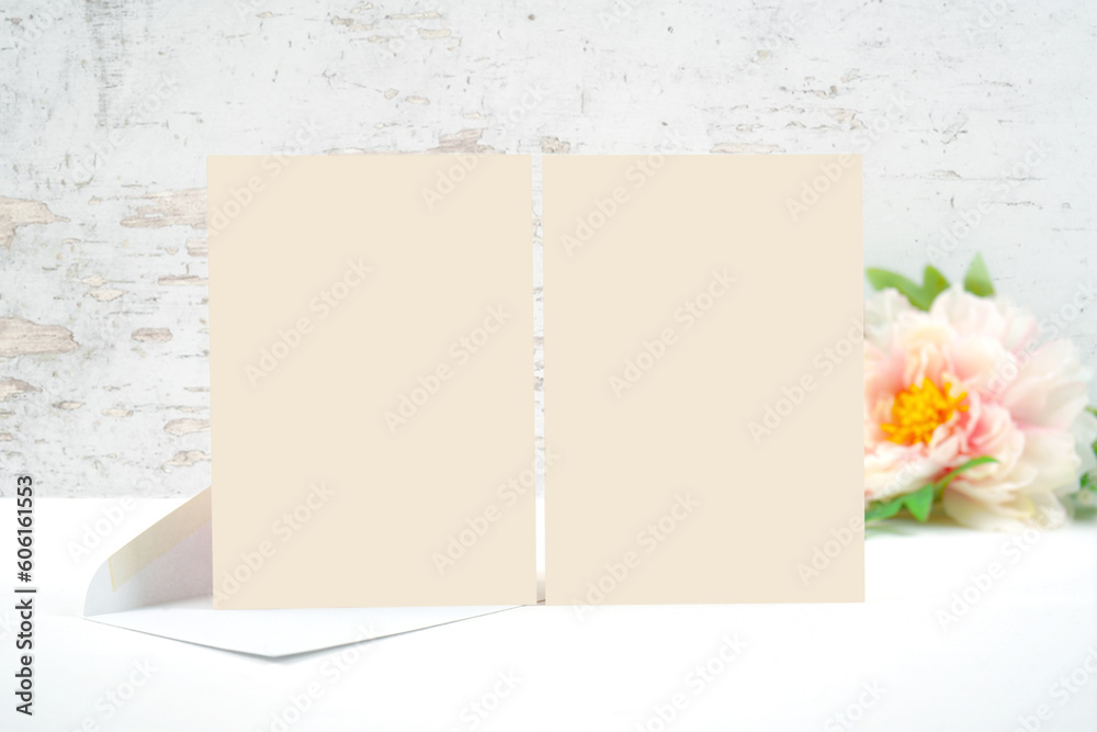 Two 5x7 greeting card, party invitation and envelope. Wedding, baby shower, birthday, mother's day stationery product mockup. Shabby chic, modern farmhouse styling. Two 5x7 greeting card, party invitation and envelope. Wedding, baby shower, birthday, mother's day stationery product mockup. Shabby chic, modern farmhouse styling.