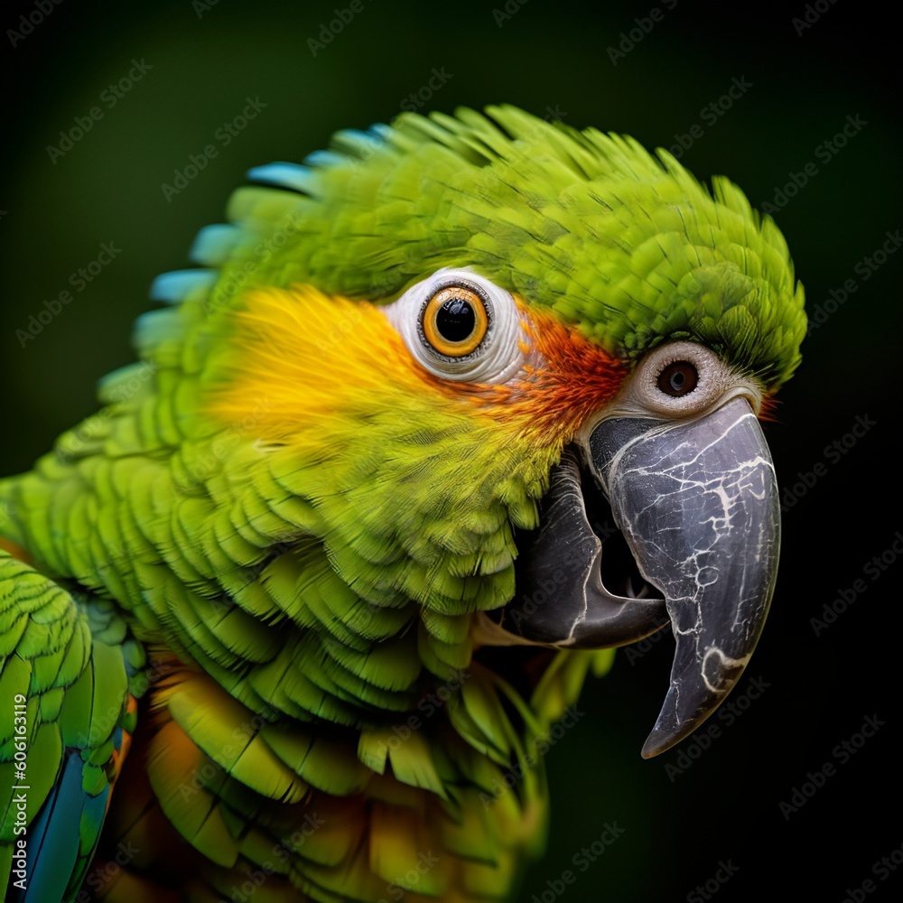 Intelligent Amazon Parrot Engaged in Inquisitive Behavior