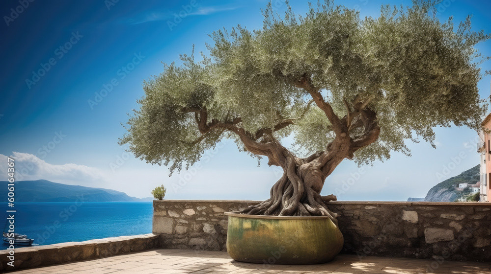Fototapeta premium tree on the beach created with Generative AI technology