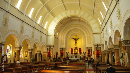 Visão interna de um centro religioso igreja em mogi das cruzes, sp, brasil. photo