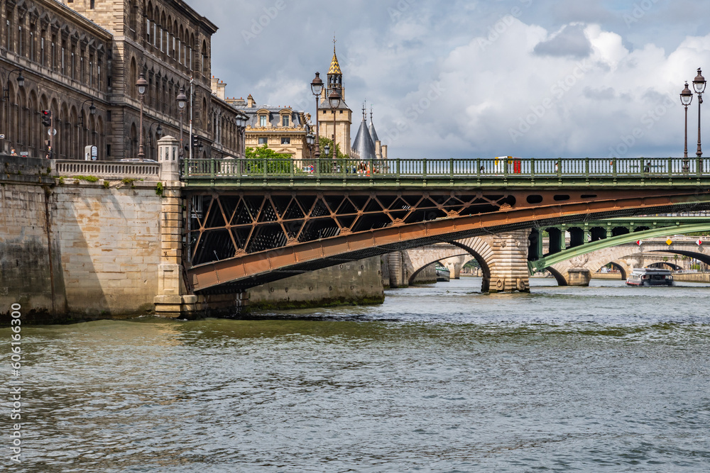 Pont d'Arcole bridge from the Seine, in Paris, France