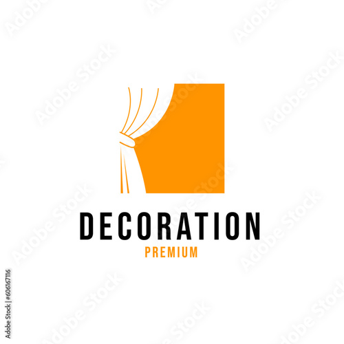 Creative curtain logo building decoration vector design concept illustration idea