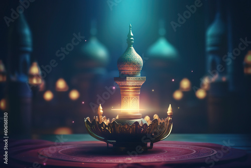 Eid Mubarak Festivities  Stunning Illustration Celebrating Ramadan and Islamic Traditions. AI Generated