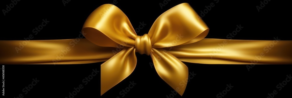 Gold bow on a black background. Generative AI Gold bow on a black background. Generative AI