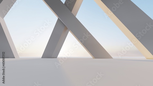 Abstract architecture background geometric concrete wall design 3d render