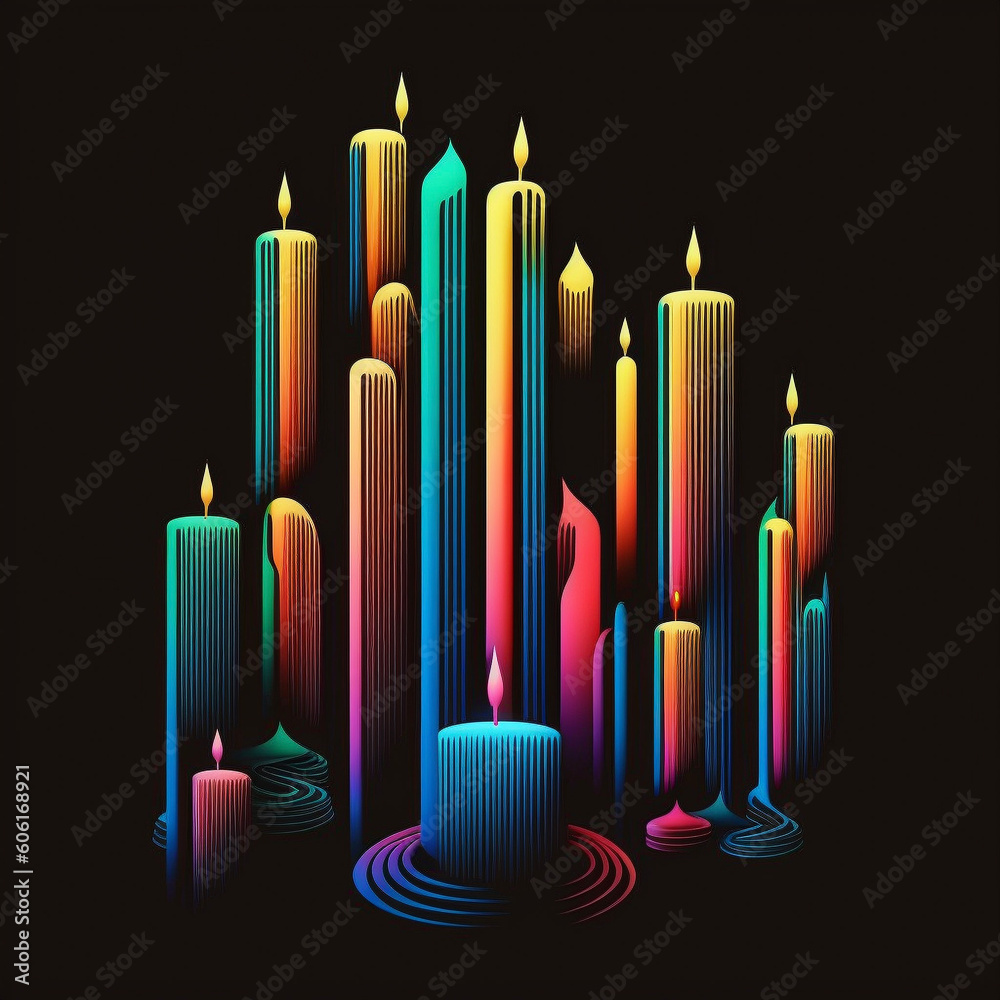 Obraz premium Candlesticks Colorful Neon Generative AI