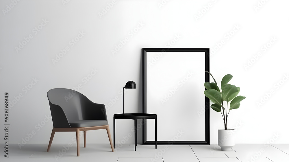 Minimalist Interior of modern interior desige 3D rendering, generative ai Minimalist Interior of modern interior desige 3D rendering, generative ai
