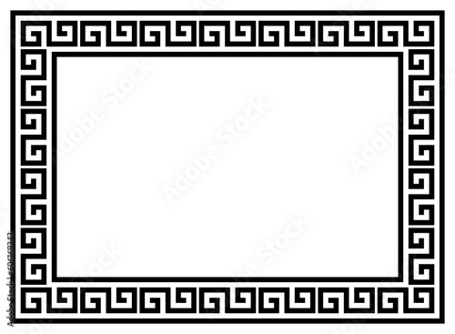 Greek frame ornaments, meanders. Square meander border from a repeated Greek motif Vector illustration