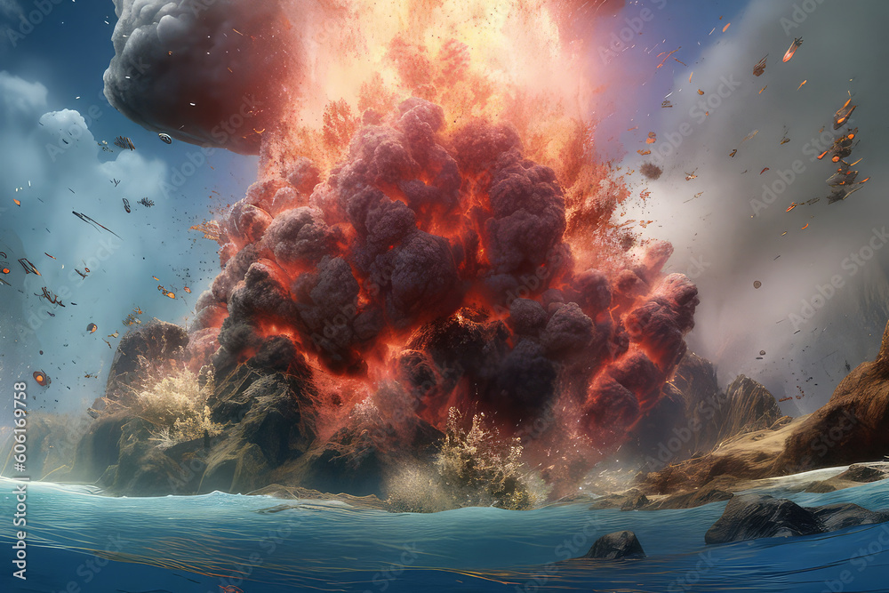Underwater volcano explosion