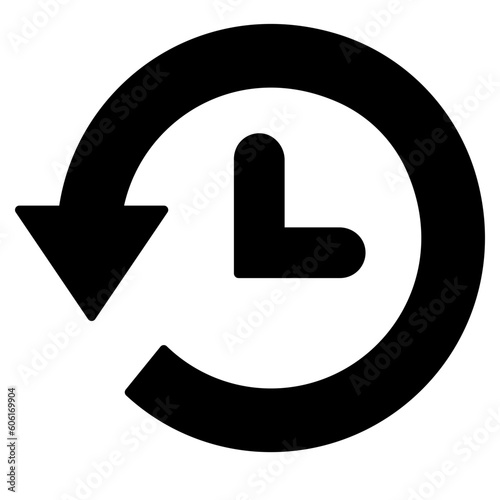 Black set clock with arrow function icon, simple round hr account history timer flat design digital clipart vector app ads web banner button ui ux logo interface elements isolated on white background