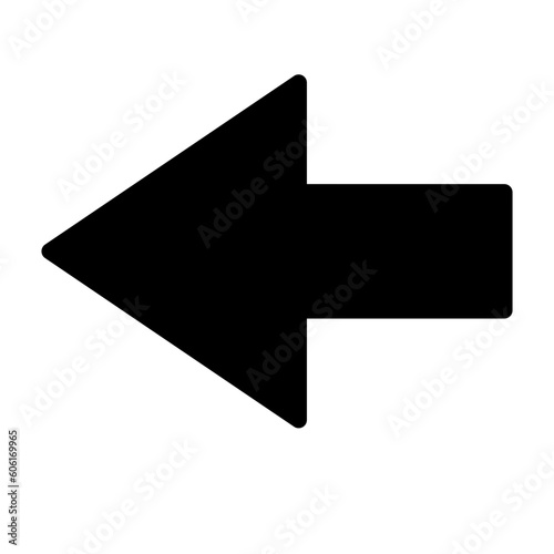 Black go back arrow icon, simple left turn direction interface element, app ui ux web button logo, graphic flat design pictogram vector isolated on white background