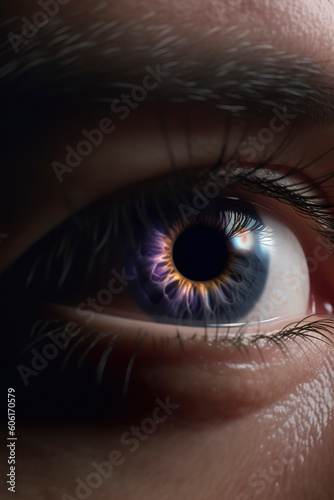 Framed Vision: Close-Up Image of an Eye Featuring Exquisite Focus and Blur. AI Generated