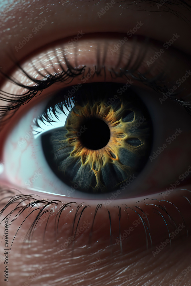 Soulful Glance: Detailed Close-Up of an Eye with Dynamic Focus and Blur. AI Generated