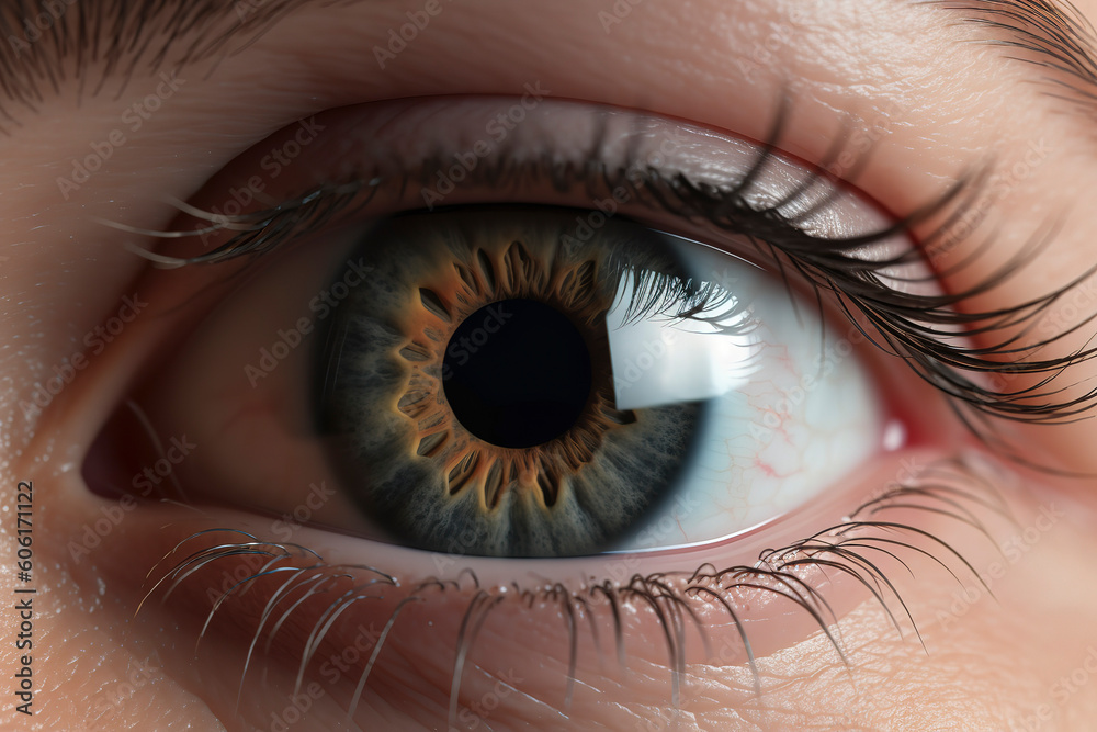Fototapeta premium Visual Symphony: Close-Up Shot of an Eye with Artistic Focus and Blur Effects. AI Generated