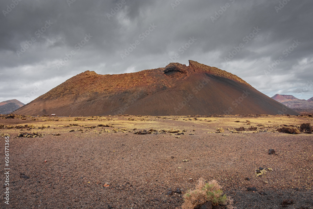 Landscape of El Cuervo Volcano in Lanzarote,  Canary Islands, Spain