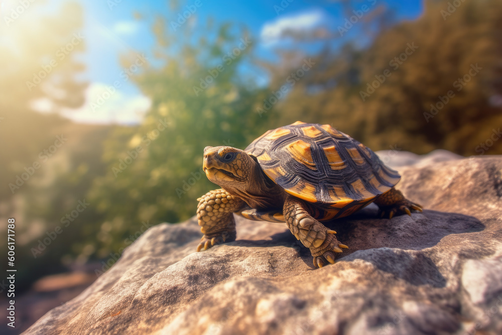 Fototapeta premium Tiny Turtle sitting on a rock