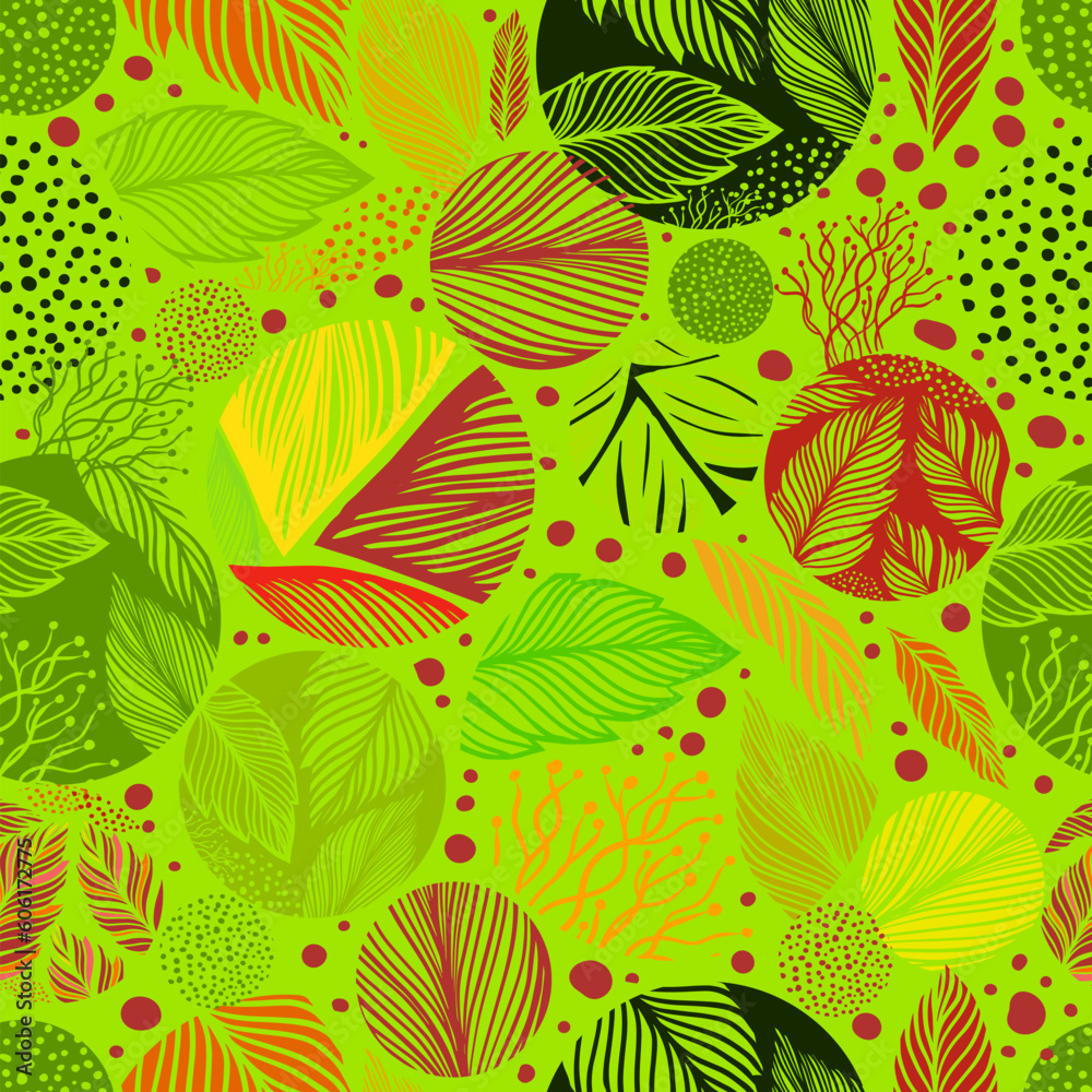 Seamless pattern tree leaves autumn. Vector illustration