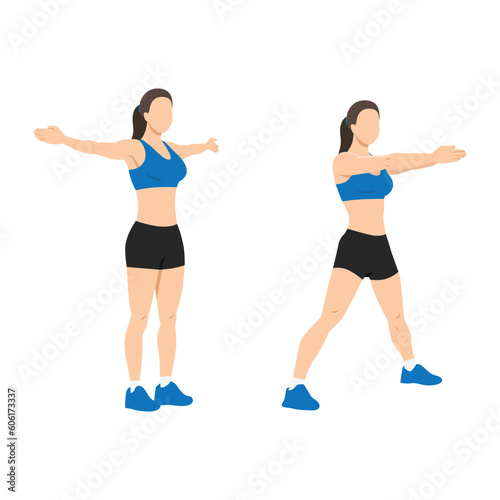 Woman doing Seal Jacks. Sport exersice. Flat vector illustration isolated on white background