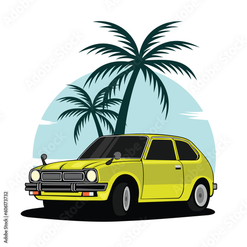 classic car vector illustration summer cartoon design © rudy