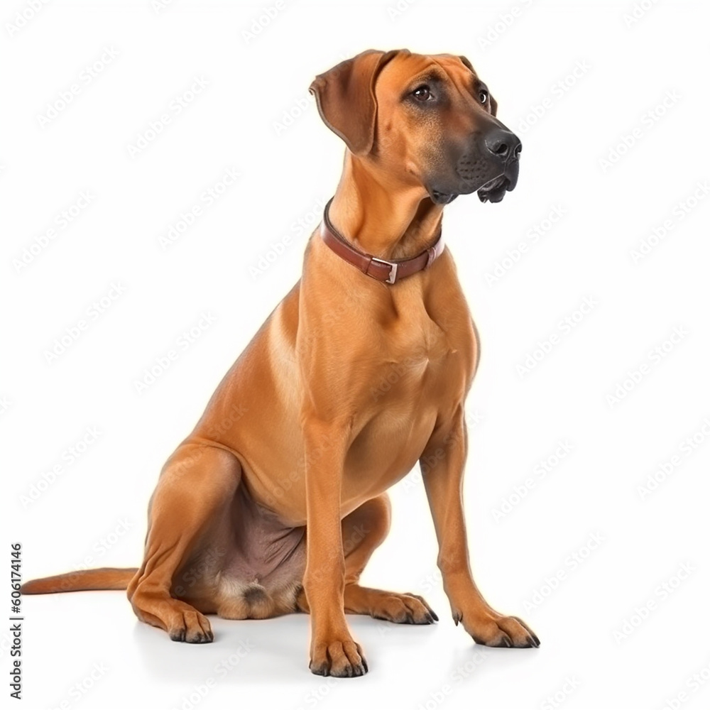 Nice red dog breed Rhodesian Ridgeback isolated on white close-up, cute pet, ai generative Nice red dog breed Rhodesian Ridgeback isolated on white close-up, cute pet, ai generative