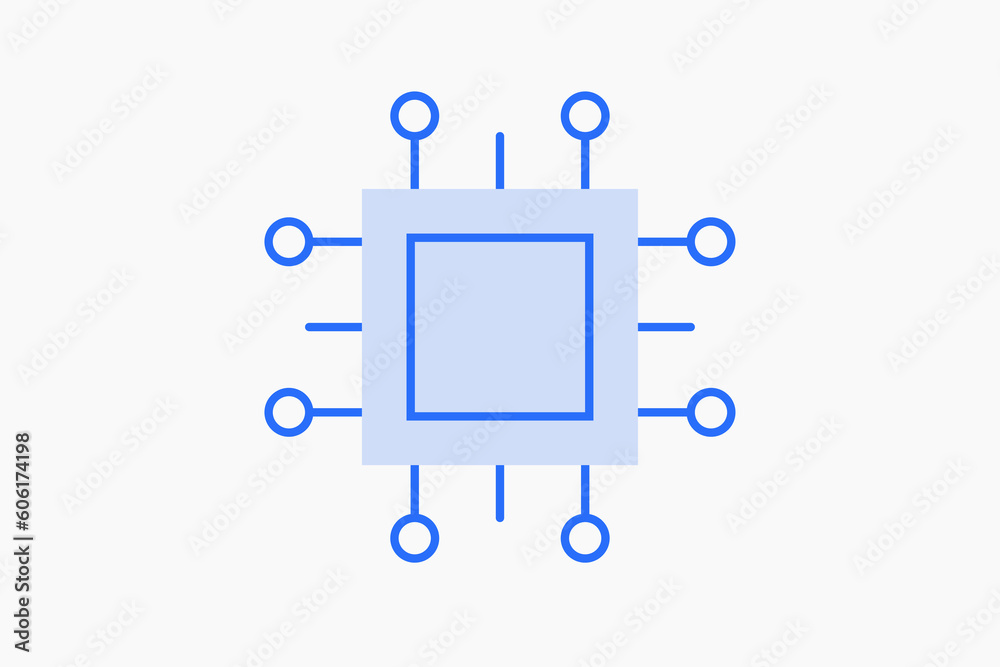 Vector electronic chip illustration in flat design style, geometric icon. Vector electronic chip illustration in flat design style, geometric icon.