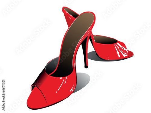red heels.vector red high heeled shoes illustration