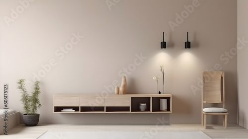 Minimalist Interior of modern interior desige 3D rendering, generative ai