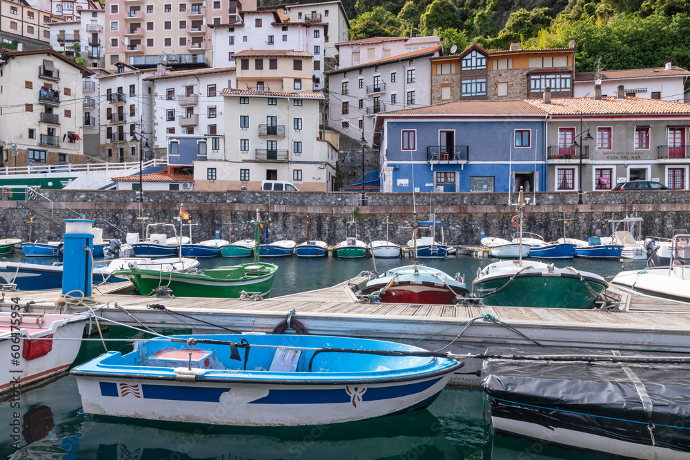 Boats in the port of Ea. Bizkaia, Basque Country