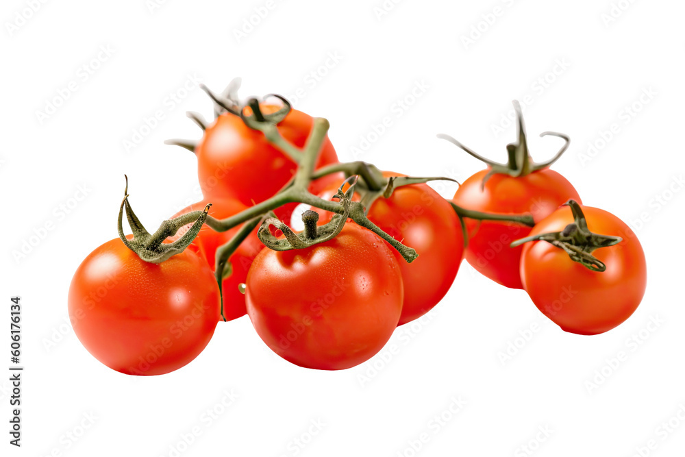 Closeup of some cherry tomatoes isolated on transparent background. Generative AI Closeup of some cherry tomatoes isolated on transparent background. Generative AI