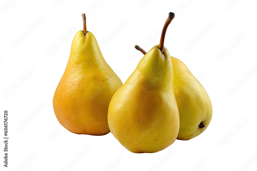 Closeup of Pears isolated on transparent background. Generative AI Closeup of Pears isolated on transparent background. Generative AI