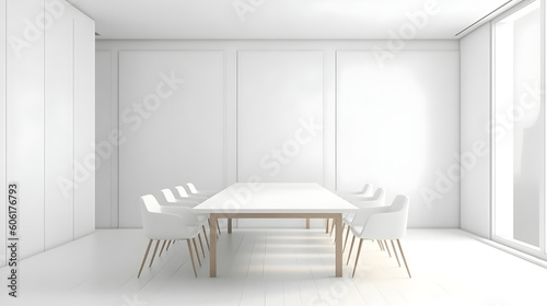 Minimalist Interior of modern interior desige 3D rendering  generative ai