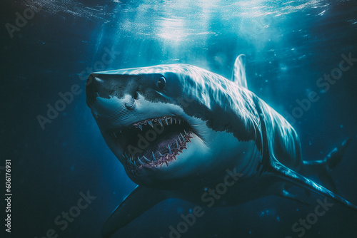 A shark with a mouth open - Generated by AI technology © Ricardo Costa
