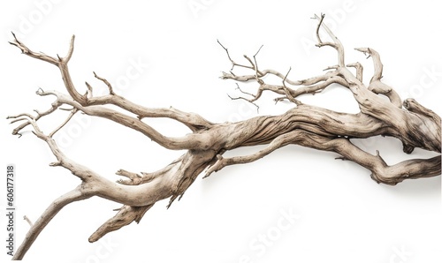  a branch of a dead tree with no leaves on a white background with a white back ground and a white back ground with a white back ground. generative ai