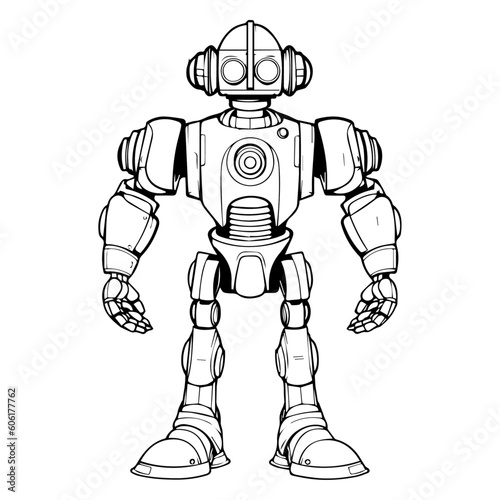 Vintage full-body robot with a charming retro design, featuring rusty metal, clunky joints, and glowing vacuum tubes, evoking a nostalgic sense of mechanical wonder from a bygone era