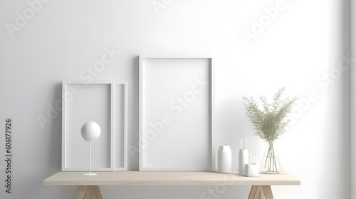 Minimalist Interior of modern interior desige 3D rendering, generative ai © LetsRock