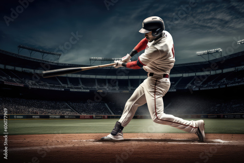 A baseball player hitting a perfect home run photo