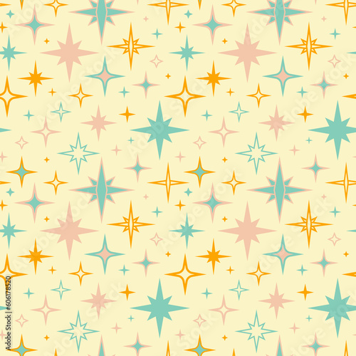 Retro vintage Mid Century pattern in 70s style illustration