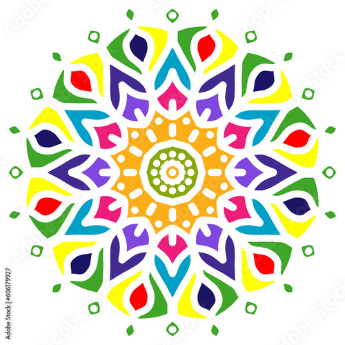 Colorful stencil mandala with abstract flower ornament © anakcikal978