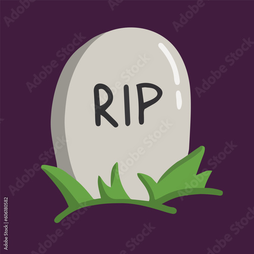 Vector isolated tombstone illustration in cartoon style