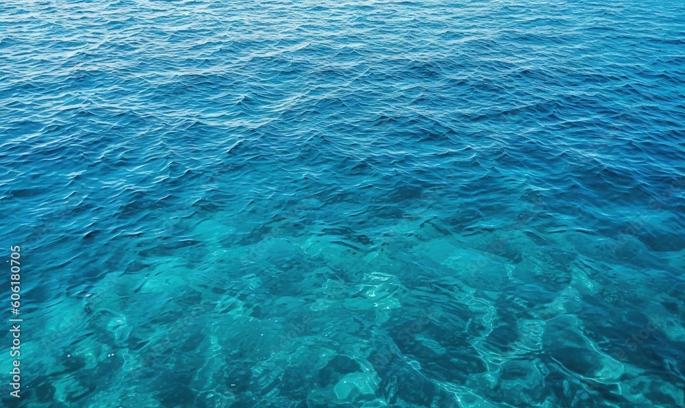  the water is very blue and clear with a boat in the distance in the distance is a boat in the water and a boat in the distance is in the water.  generative ai