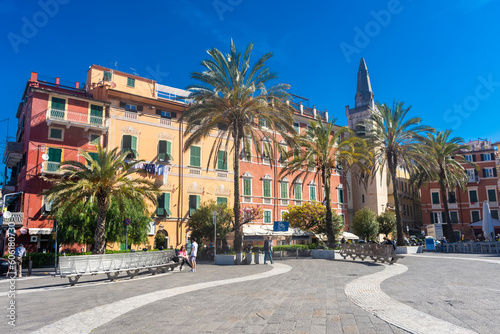 Lerici, Italy, 13 April 2022: Main square of the town center