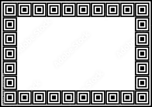 Greek frame ornaments, meanders. Square meander border from a repeated Greek motif Vector illustration