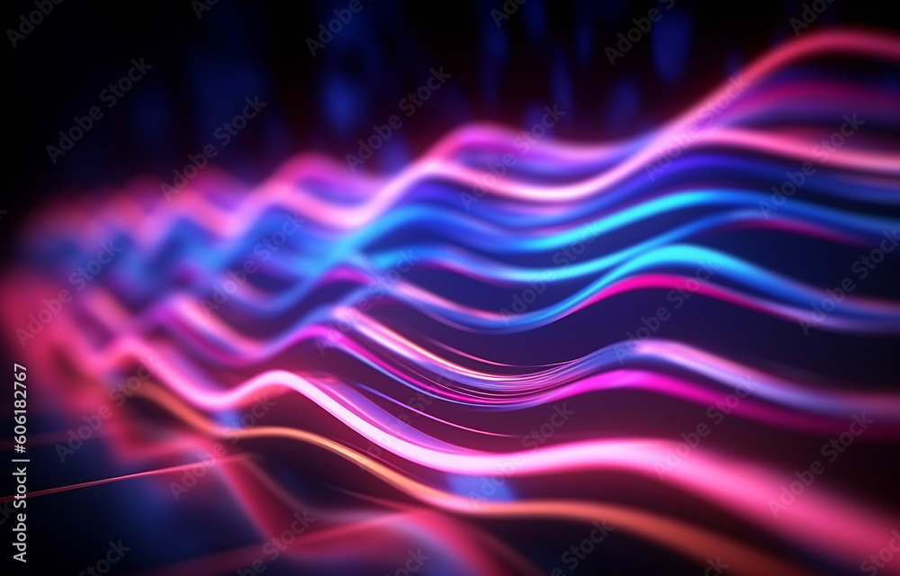 Abstract futuristic background with pink blue wave wallpaper made with AI generative technology Abstract futuristic background with pink blue wave wallpaper made with AI generative technology