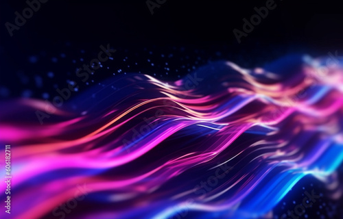 Abstract futuristic background with pink blue wave wallpaper made with AI generative technology