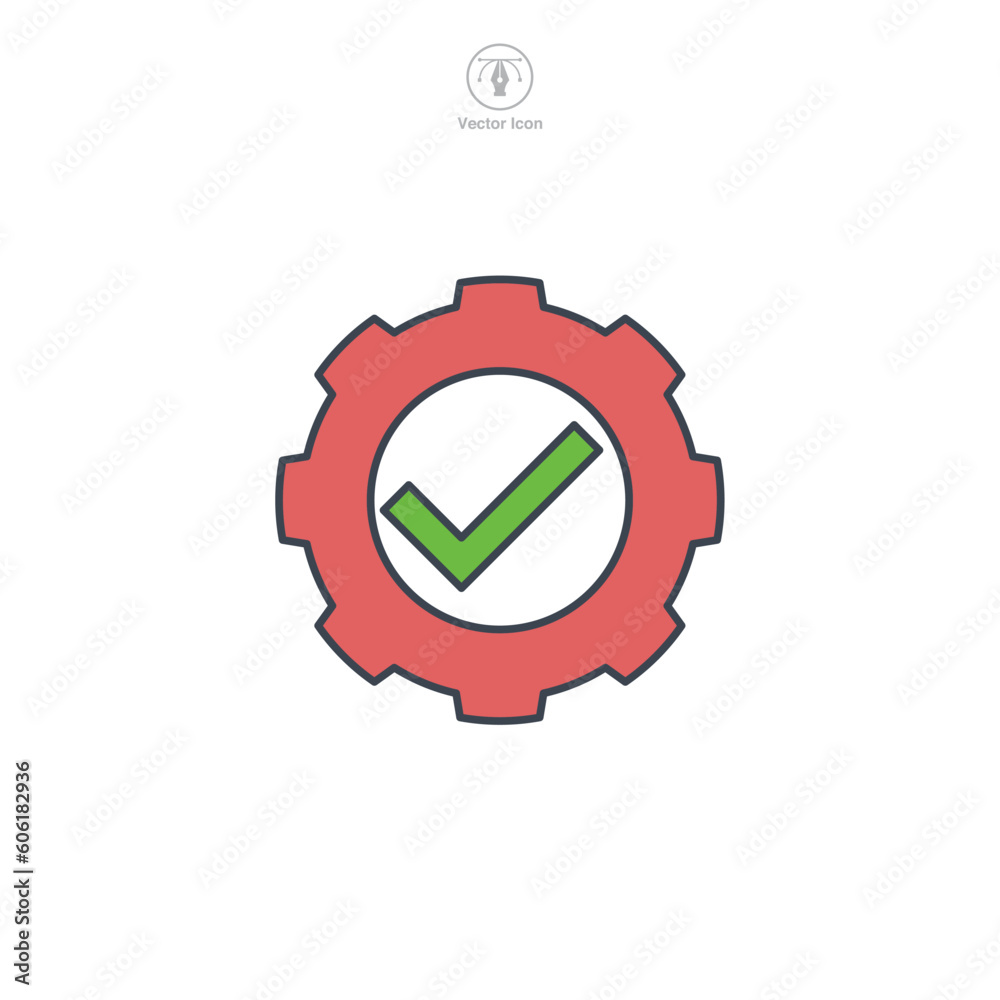 gear check mark icon symbol template for graphic and web design collection logo vector illustration gear check mark icon symbol template for graphic and web design collection logo vector illustration