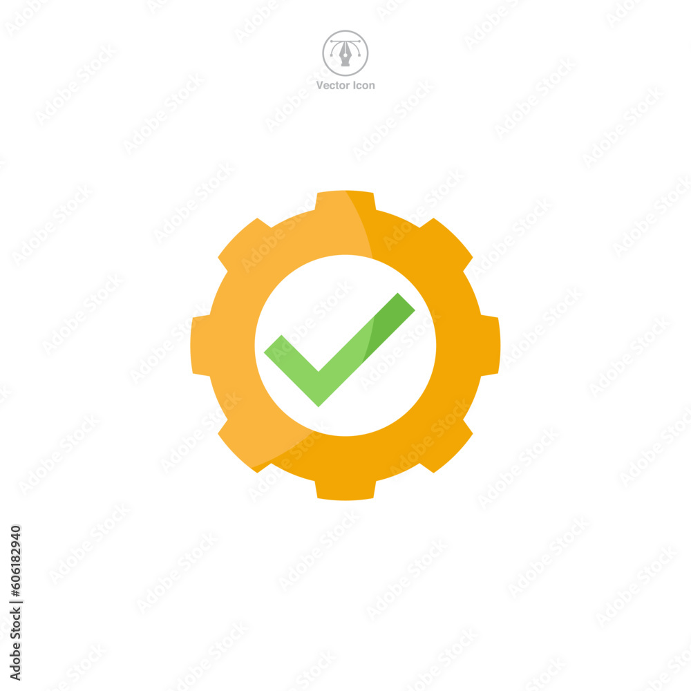 gear check mark icon symbol template for graphic and web design collection logo vector illustration gear check mark icon symbol template for graphic and web design collection logo vector illustration
